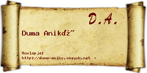Duma Anikó névjegykártya