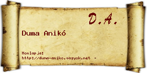 Duma Anikó névjegykártya